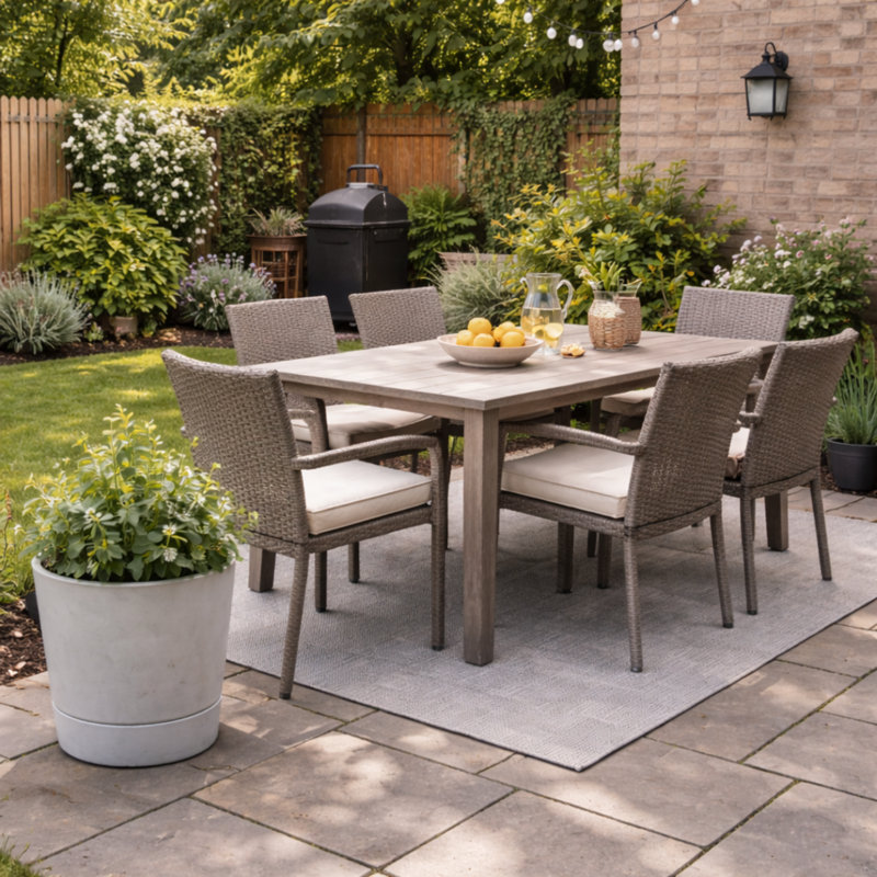 Suvanna Pot Planter Concrete Effect Recycled Plastic Outdoor Planter, Grey, 34.1cm H x 32.5cm W x 32.5cm D