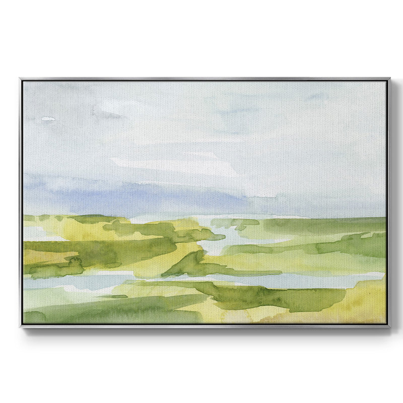 Watery Lowlands III, reproduction d'art sur toile, H 27 po x l 41 po x P 2 po, Toile argentée avec cadre flottant