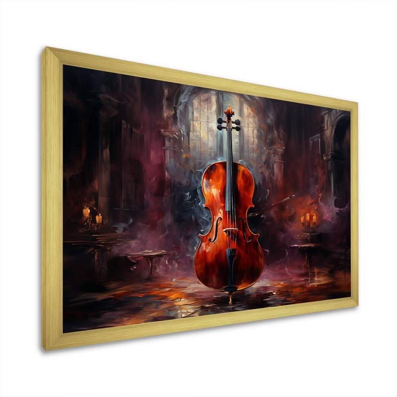 Violoncelle Charisma bourgogne foncé IV, Cadre doré simple, H 34 po x l 44 po x P 1,5 po