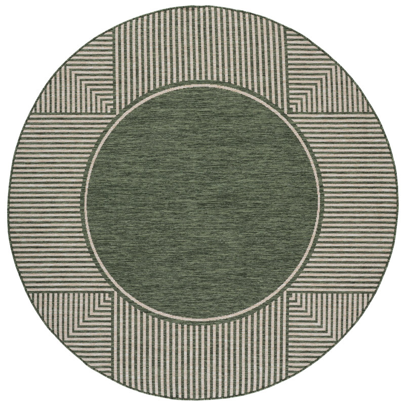 Beach House Power Loom Polypropylene Plastic; Polyester Striped Indoor / Outdoor Rug, 6'-7" x 6'-7" Round