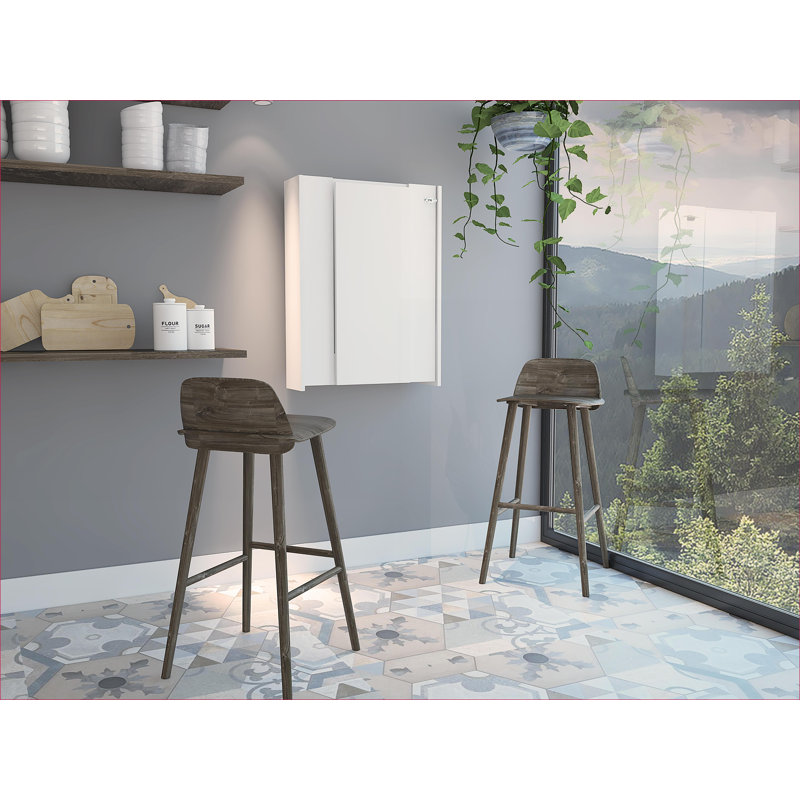 Table murale pliante avec sept tablettes intérieures - blanc | Panneau de particules