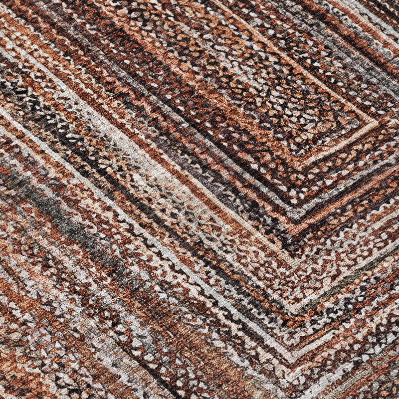 Machine Washable Indoor/Outdoor Xhevrie ACN1725 Terracotta Rug, Rectangle 1'8" x 2'6"