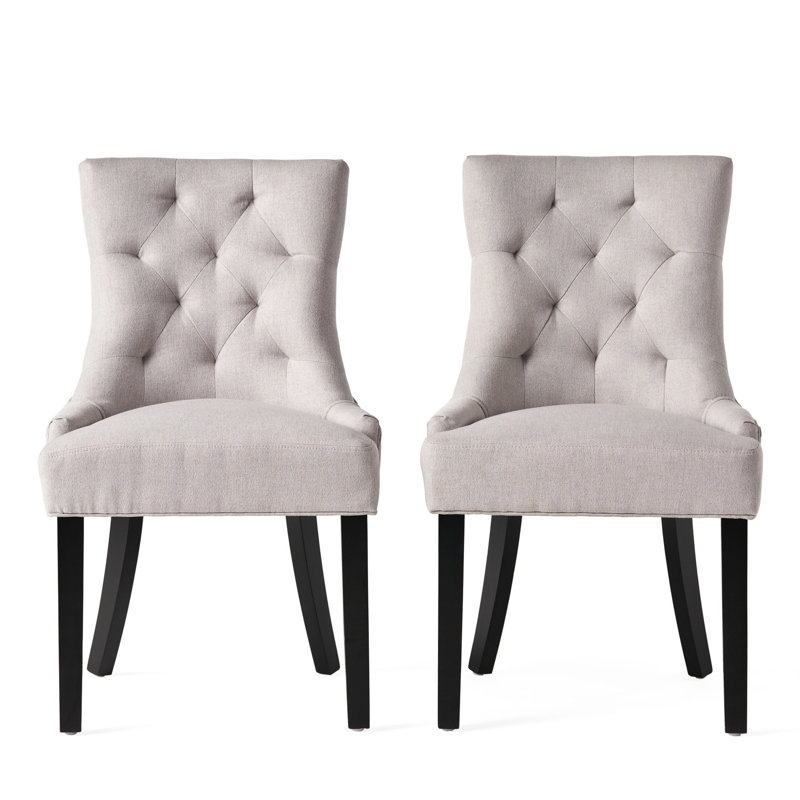 2 chaises de salle à manger grises - revêtement en diamant, base en bois robuste, 2 chaises modernes, support