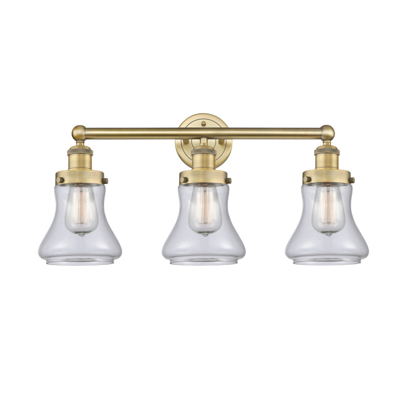 Éclairage pour meuble-lavabo à 3 lumières à intensité variable Asadbek, Transparent, Laiton brossé