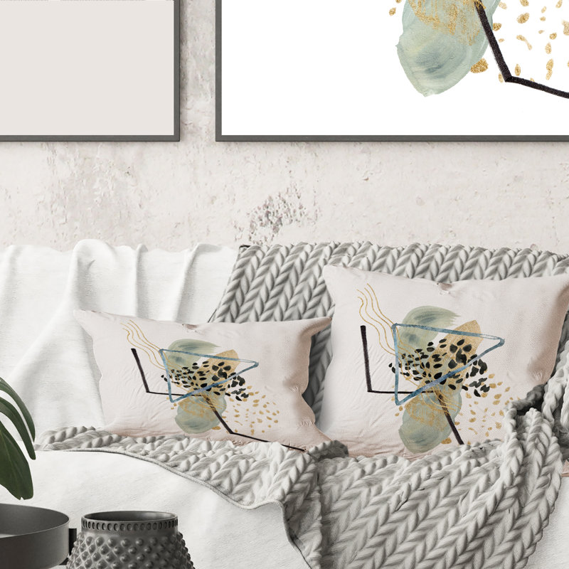 Housse de coussin rectangulaire avec insert Minimalistic Ink Mountains