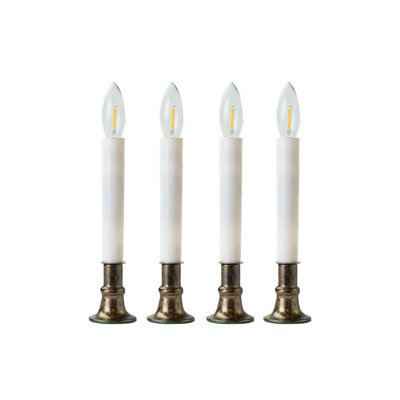 IMC electric antique bronze candle w/LED bulb and timer - set of 6