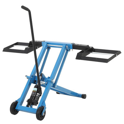 500 lb Hydraulic Mower Lift Jack with 3 Height Adjustments, Adjustable Wheel Span, Foldable Design for Riding Lawn Tractors and Zero-Turn Mowers