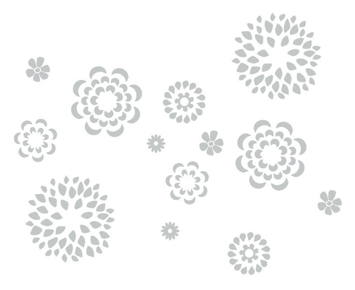 Adhésif décoratif motif floral, H 38 po x l 48 po x P 0,01 po, Gris clair
