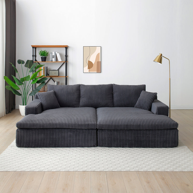 Canapé-lit modulaire surdimensionné de 102 po avec canapé-lit moelleux en nuage, aucun assemblage requis, Gris