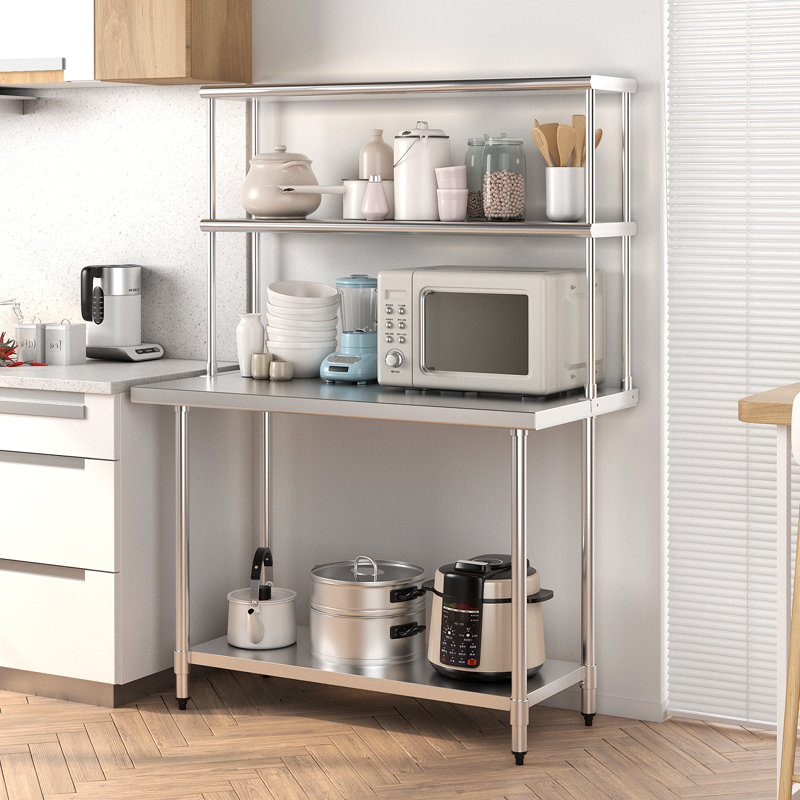 Stainless Steel Shelving Unit, 85" H x 92" W x 30" D