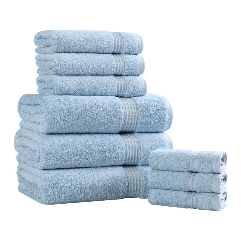 Ensemble de serviettes de bain 9 pièces Glennet Heritage, Bleu clair