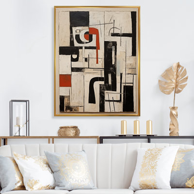 Urban Passion Abstract Red Black White I - Modern Geometric Canvas Wall Art