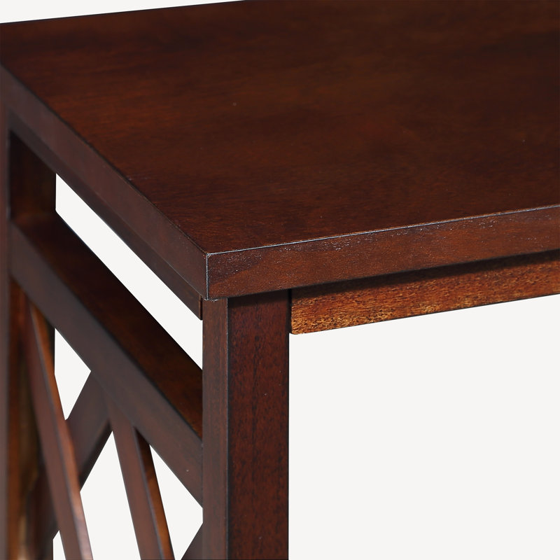 3-Tier Console Table Open Bookshelf Bookcase with Storage Shelves, Cherry