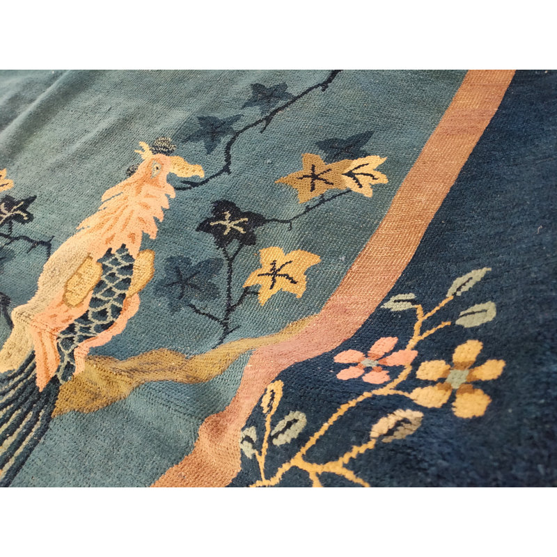 Tapis ovale de couleur bleue antique