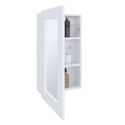 Armoire de salle de bain et de cuisine étroite 25,7 po x l 15,7 po blanche - peu encombrante, 3 tablettes à l'intérieur, porte miroir tendance, installation facile, miroir de construction blanc, tablettes intérieures, exquise