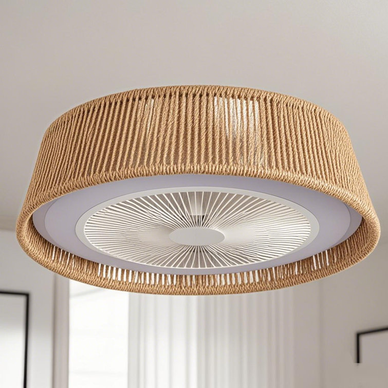 Woven RGB Fandelier with Light，Flush Mount  Ceiling Fan with Light Kit and Remote Control/APP