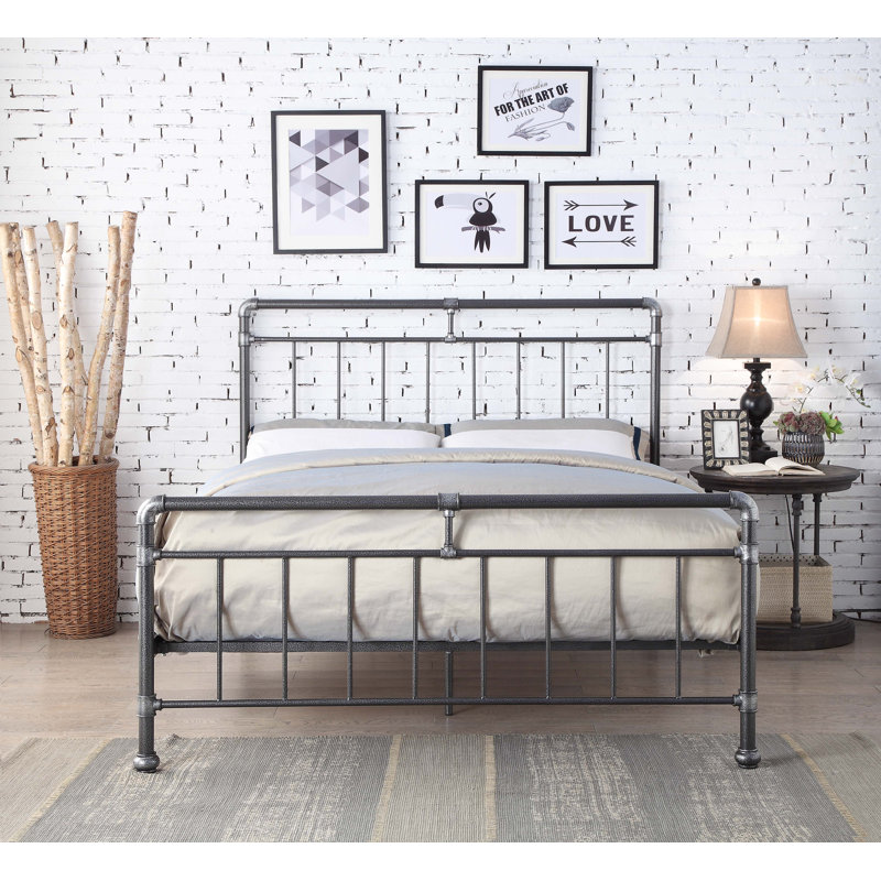Alsip Bed, Kingsize (5'), Black/Silver