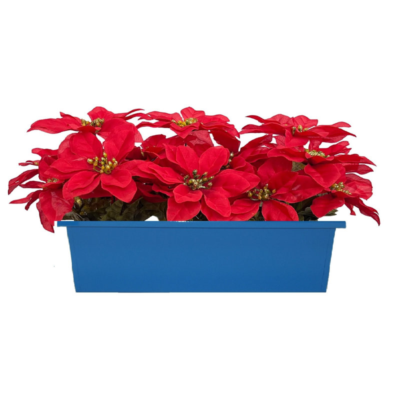 Enameled Galvanized Steel Indoor/Outdoor Rectangle Window Box Planter,  Set Of Two., Blue, 7" H x 23.5" W x 7" D
