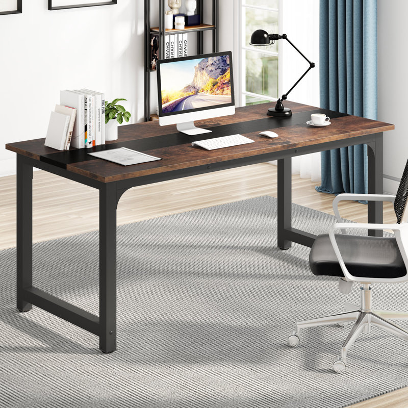 Bureau Montserat, Rétro brun/noir, H 29,52 po x l 63 po x P 31,49 po