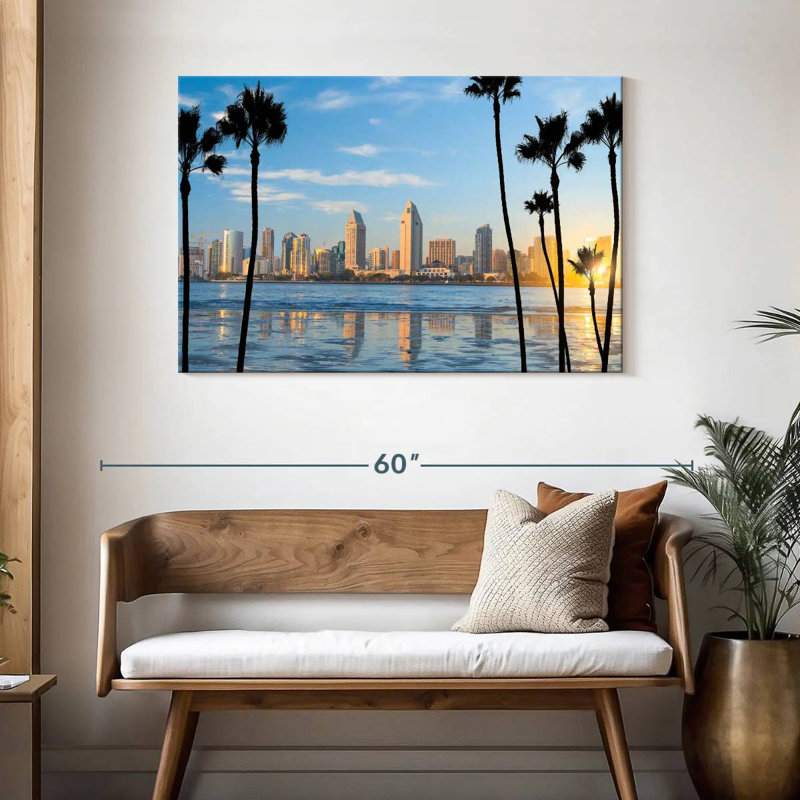 Silhouette du centre-ville de Sireci, San Diego, H 30 po x l 45 po