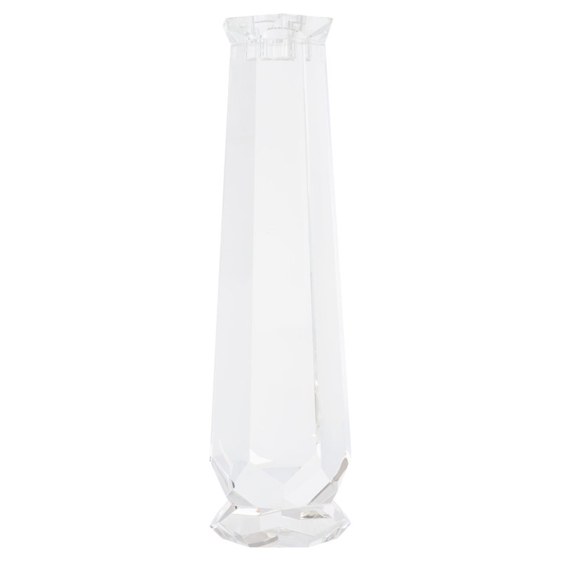 Bougeoir de table en cristal à facettes, H 13,5 po x l 3,75 po x P 3,75 po