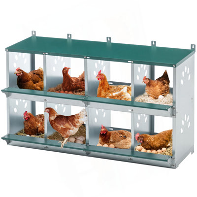 Boîte de nidification à 8 compartiments pour poules pondeuses, poulailler en métal, fixation murale pour poulets, poules et poulailler