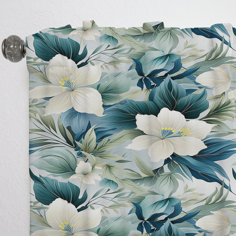 Motif tropical I - rideau floral - obscurcissant en velours Oceanic Impressions - 1 panneau, L 52 po x L 95 po