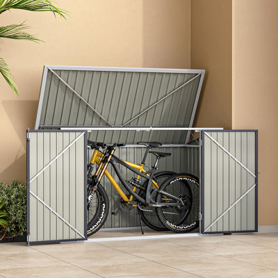 Auli 7 ft. W x 3 ft. D Metal Apex Bike Shed