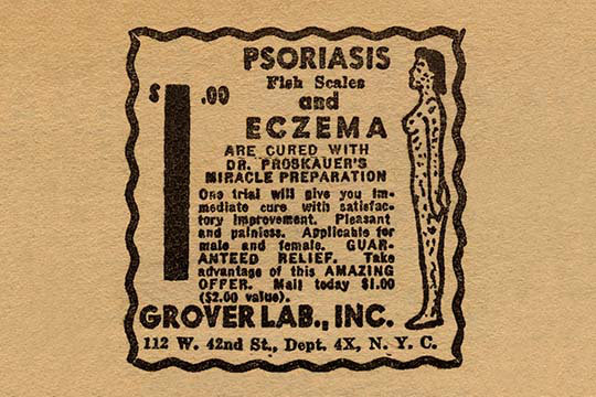« psoriasis, balances à poisson et eczéma-cure-$1,00 », impression