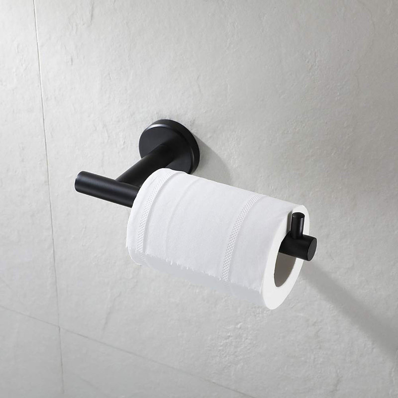 Matte Black Metal Bathroom Hardware Accessories Set, 5 Pieces