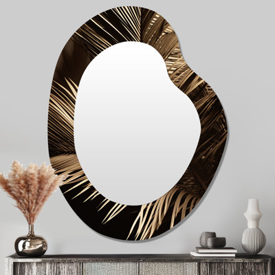 Sépia Serenity Palm Leaves I - Miroir mural palmiers aux formes asymétriques