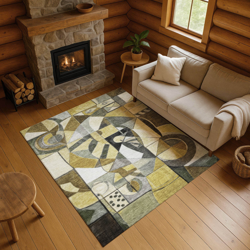 Premium Machine Washable Lubbers AMF1758 Abstract Rug, Rectangle 5' x 7'6"