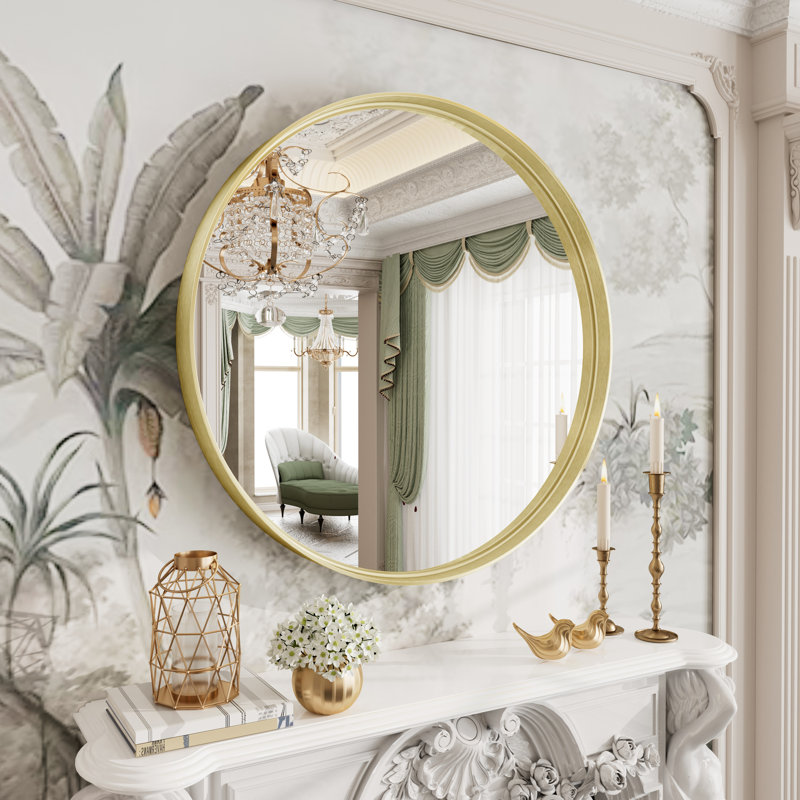 Miroir mural Aevar, 32 po x 32 po, Or brossé