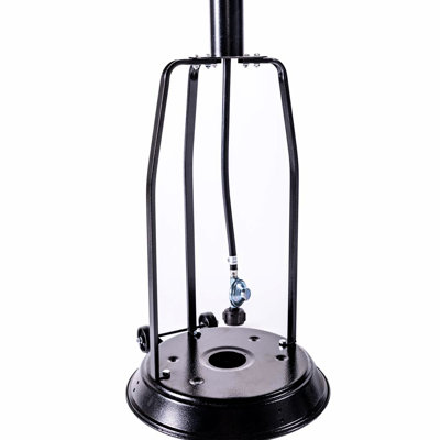 Outdoor Patio Propane Heater 47,000 , 88 Inch Standing Gas With Portable Wheels, Stainless Steel Burner, For Restaurant - Black Color Design