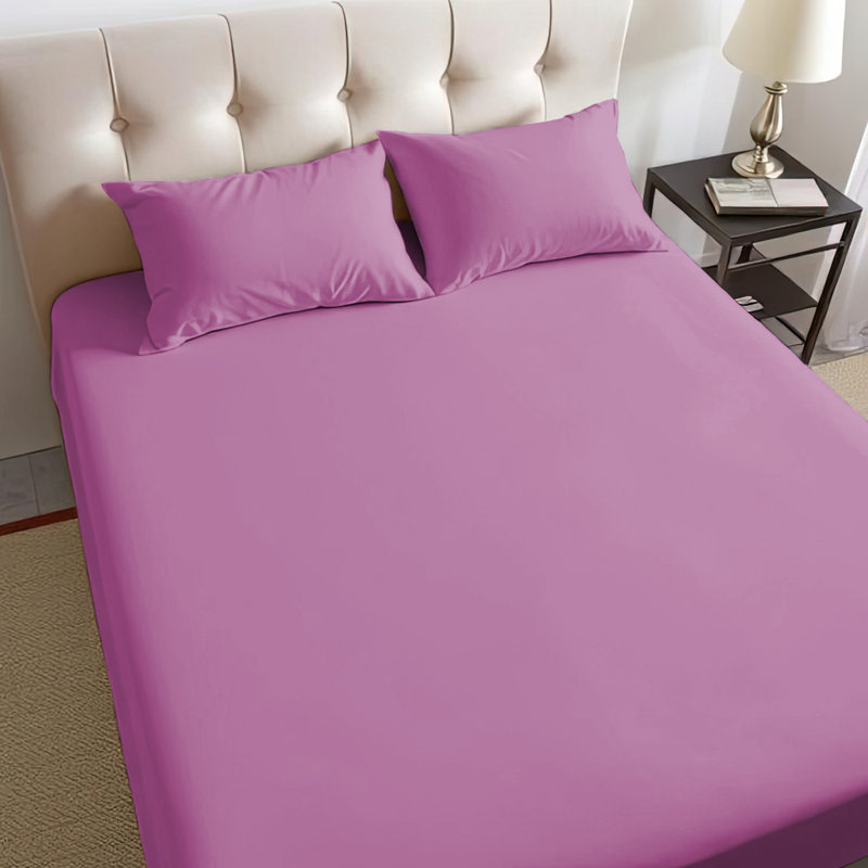 40cm Extra Deep Fitted Sheet – Soft Microfiber, Wrinkle-Free, Cooling, Elastic Corners, Purple, Double (4'6)