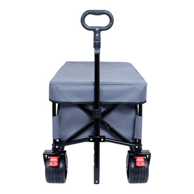 Foldable Wagon with Extended Tailgate, Waterproof Dustproof UV Resistant Wagon Rain Covers, Heavy Duty 400LBS, Large All-Terrain Beach Wheels