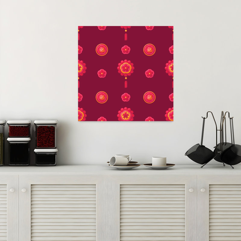 Chinese Fortune Floral Pattern by Marika Barsrsind - Wrapped Canvas Print, 45.72 cm H x 45.72 cm W