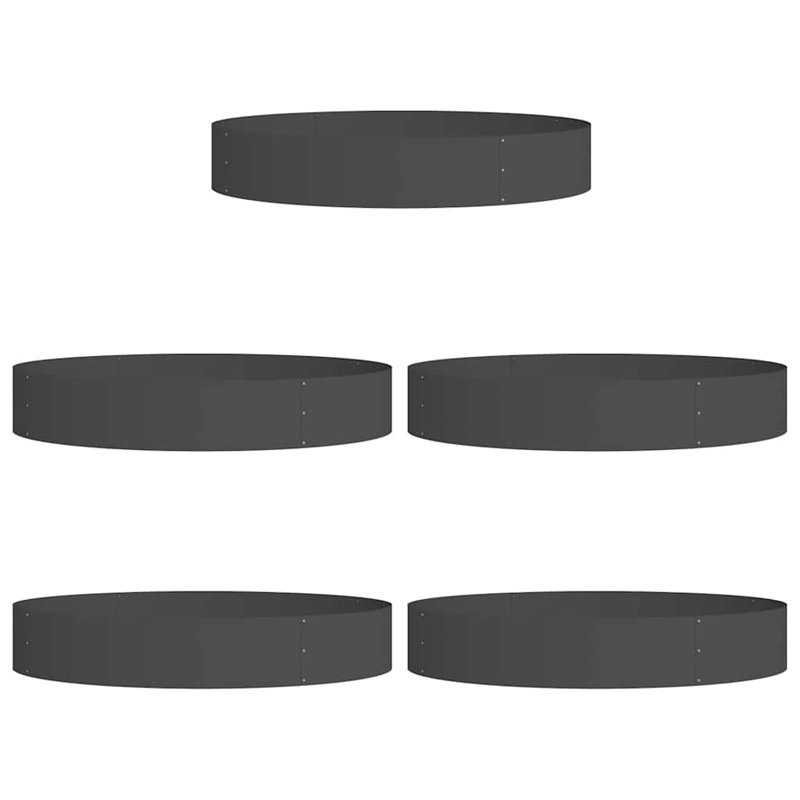 Garden Planters 5 Pcs 20 Cm Steel, 20cmH x 120cmW x 120cmD, Black