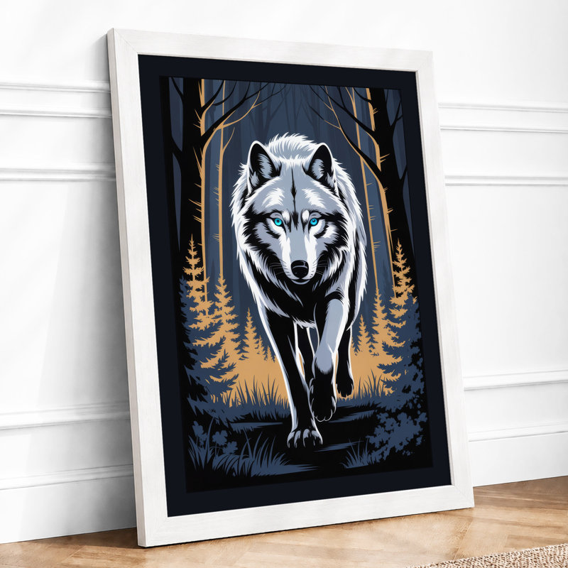 Wolf In Winter Wood Scandinavian - Print, A1 - 84.1 x 59.4 cm, Walnut