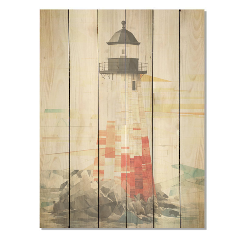 Lumière blanche et rouge - art mural en bois sur bois de pin naturel, H 40 po x l 30 po