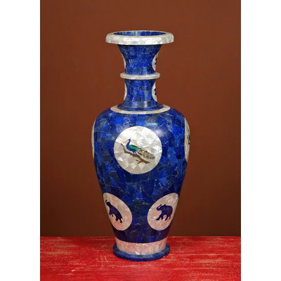 Blue/White 30" Marble Floor Vase