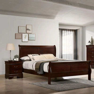 Queen Size Bed Sled Design Platform Bed Cherry Color -  Canora Grey, C8698CA9C0DA4FDC945A1C7985157BEF