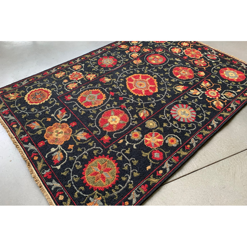 SUZANI 7 BLACK, Rectangle 6' x 9'