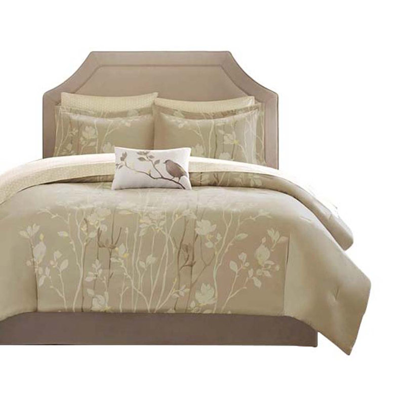 Ensemble d'édredon en polyester , Très grand édredon et 8 pièces supplémentaires, Taupe
