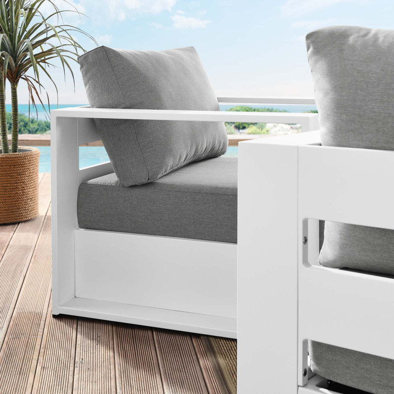 Tahoe Modern 72" Gray and White Aluminum Outdoor Armchair Set