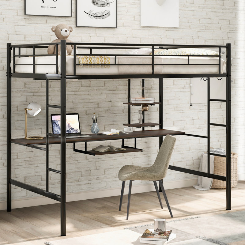 Fredi Metal Loft Bed Bed, Double