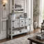 Console en bois massif avec tiroirs et armoires, buffet rétro avec rangement