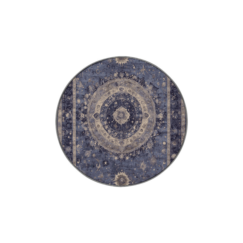 Machine Washable Purple Area Rug, Round 6'