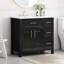 Meuble-lavabo 36 po avec lavabo, armoire en bois massif et panneau de fibres à densité moyenne, deux portes, trois tiroirs, conception autoportante moderne-887778071