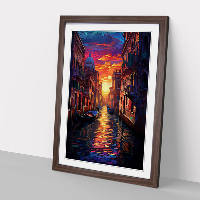 Venice Tachisme - Single Picture Frame Print on Wood, Walnut Framed, 64cm H x 46cm W